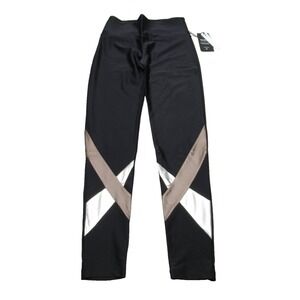 Lanston Running Leggings Women XS Black Wicking SPF50 Reflective Pull On USA NEW